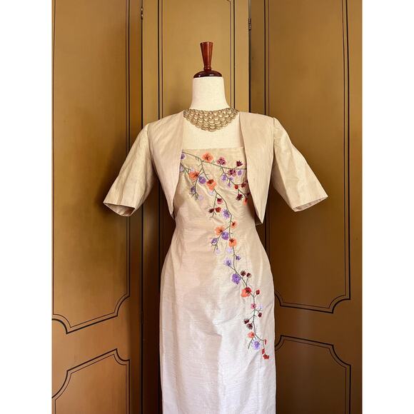 Vintage silk dress with matching bolero, size 10 - Picture 7 of 8